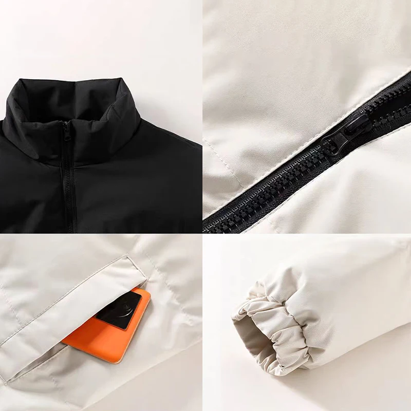 6 ألوان الشتاء كتلة اللون الرجال أسفل سترة الجرافين ذاتية التدفئة يندبروف الدافئة السترات الكلاسيكية الوقوف طوق معاطف ملابس خارجية #6