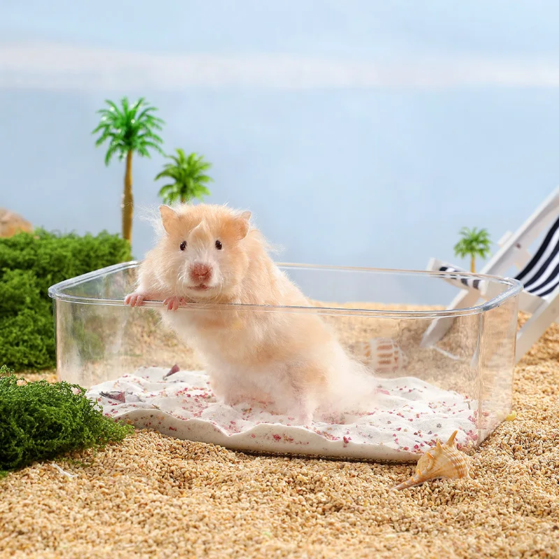 Hamster Bathroom House Clear Hamster Sand Box Bathtub Bathroom Toilet Small Pet Bath Container Transparent Supplies