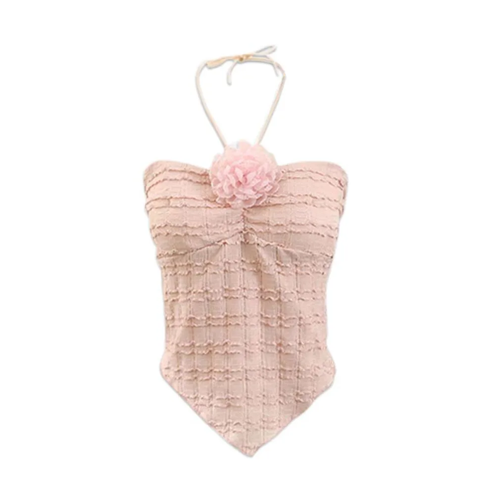 

Irregular Pleated Halter Flower Camisole Sweet Sleeveless Slim Crop Tops Spicy Girl Camisole with Pads Women Girl