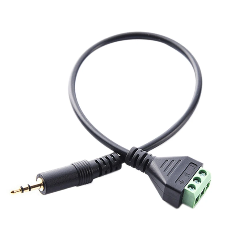 3.5mm 3-Pole Stereo Male Plug to 3-Pin AV Video Screw Shield 30cm Balun Terminal Jack Connector Adapter Cable