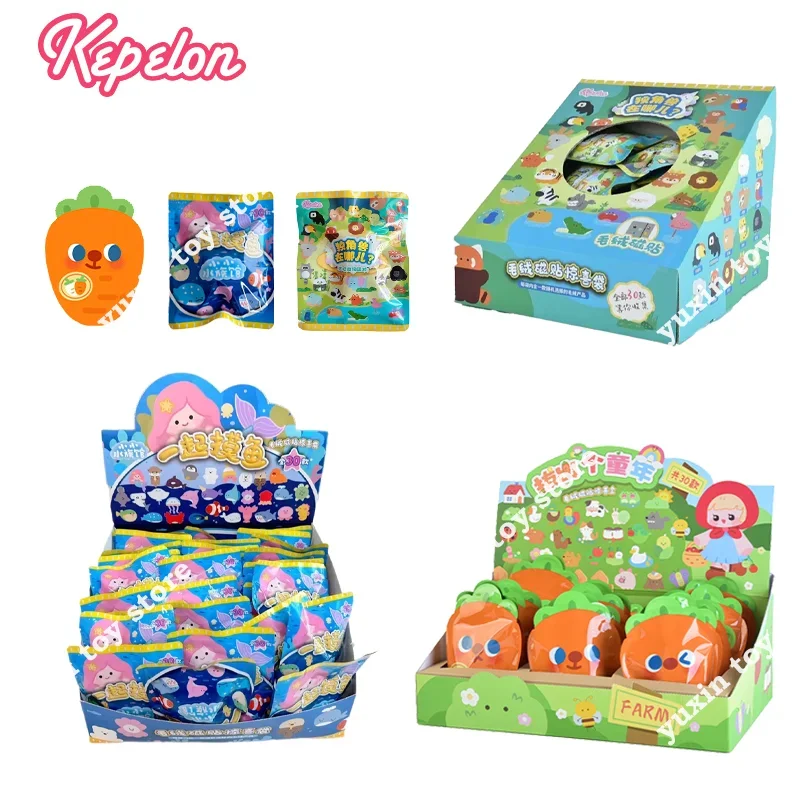 Kepelon Kawaii Figure Magnetic Sticker Blind Box Collection, 30 Bags/Box Creative Plush Toys,Cute Animal Figurines Gift Toys