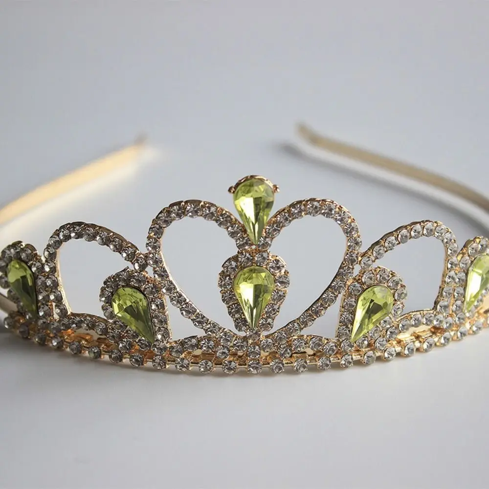 Colorful Party Baroque Wedding Queen Heart Elegant Princess Crown Kids Crystal Headband Hair Accessories Rhinestone Tiara