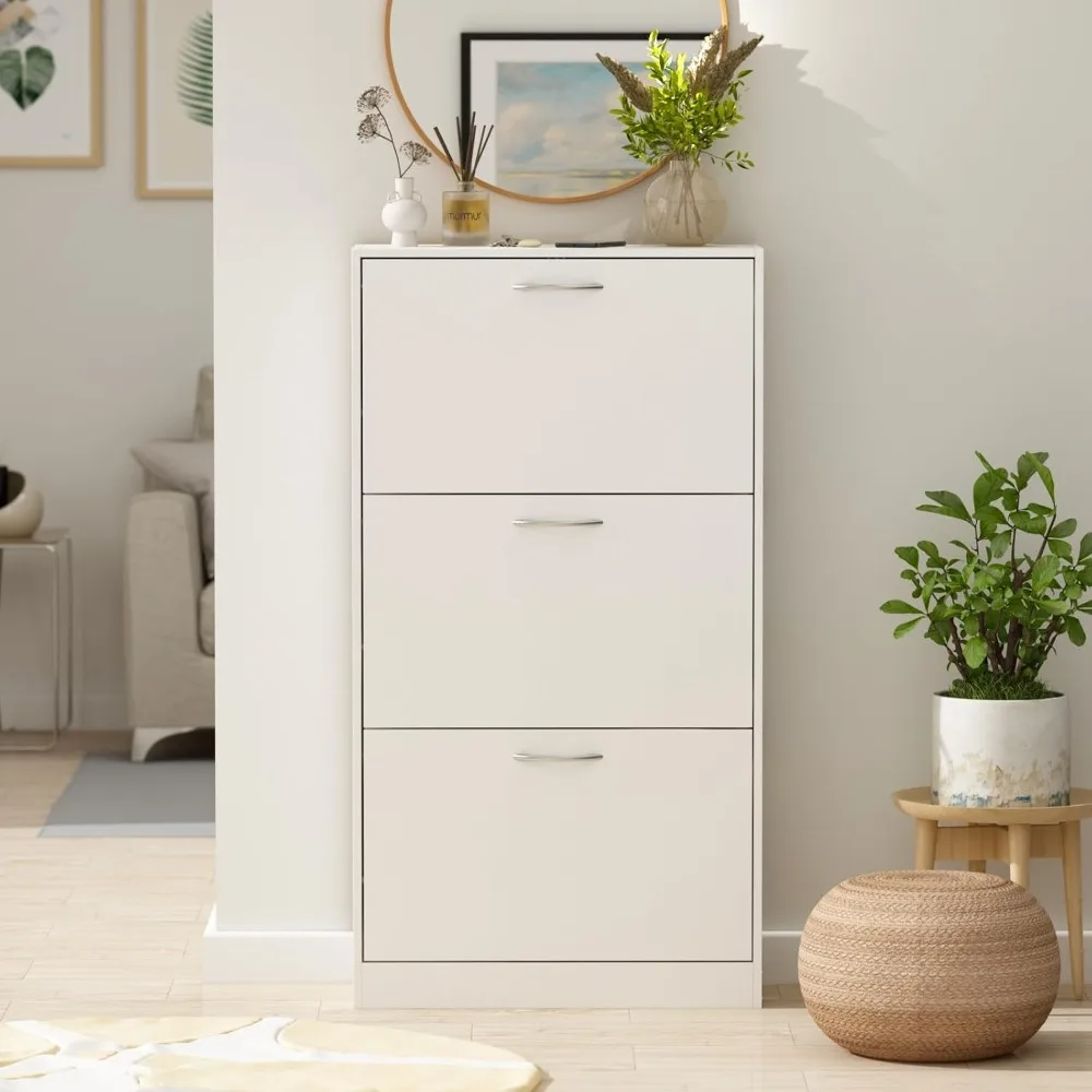 Scarpiera moderna da ingresso con 3 cassetti ribaltabili, organizer indipendente per scarpe