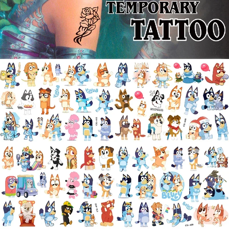 Cartoon Bluey Tattoo Sticker Figure Sticker Toy for Boys Girls Children Birthday Party Decoratio Temporary Tattoo