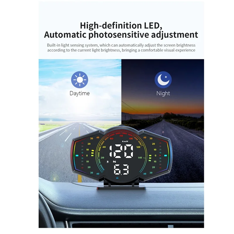

Car GPS Speedometer Head Up Display Speed Alarm HUD Compass Car Electronic KMH MPH Gauge Meter For All Vehicles