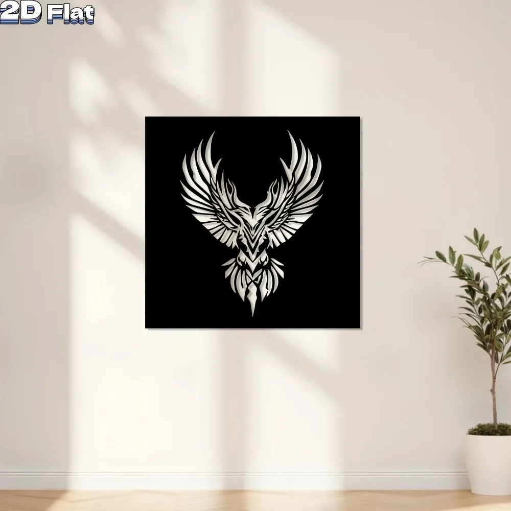 1pc Phoenix Metal Wall Art Decor Iron Statue Mural for Living Room Garden Home Gift