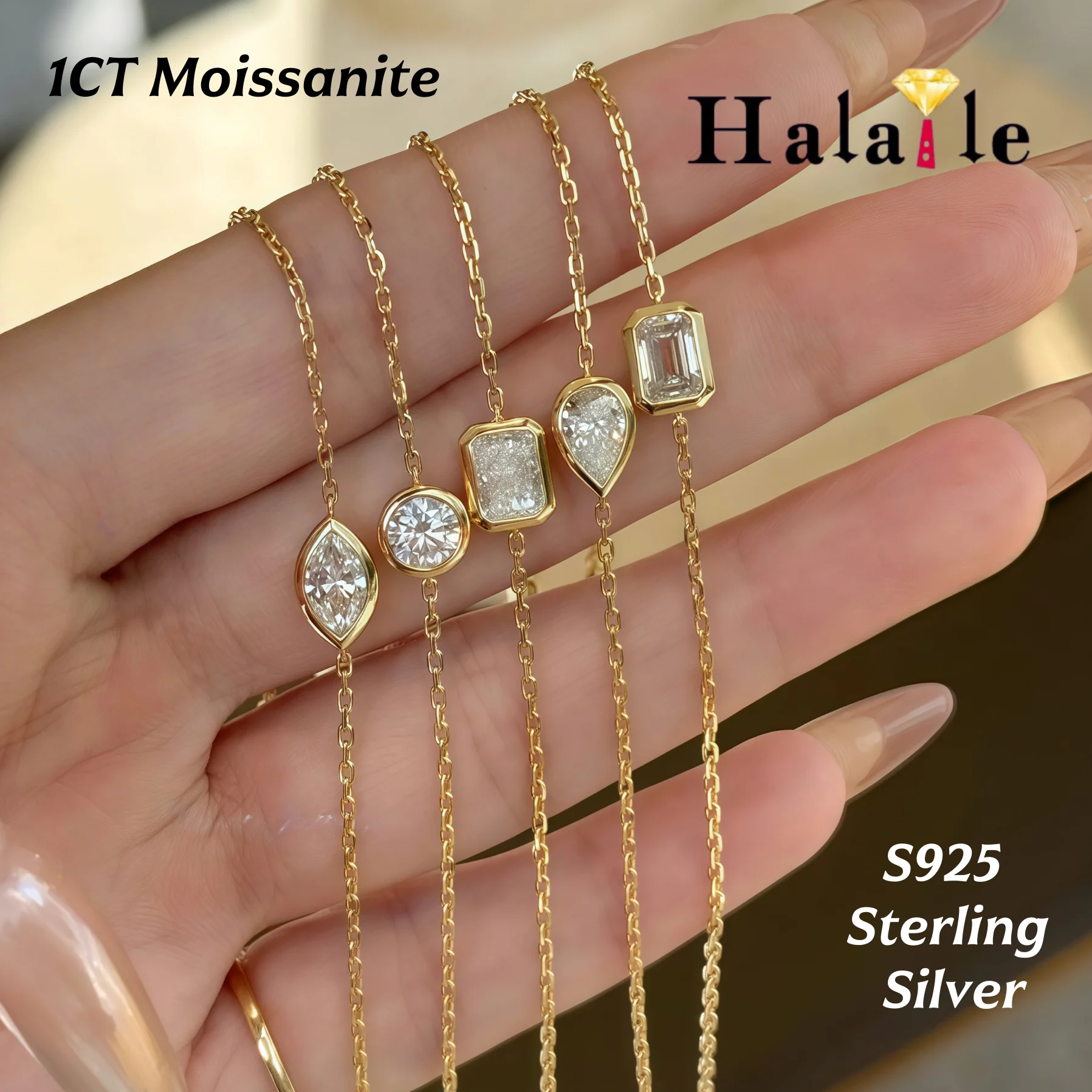 

Браслет Halaile 1CT с муассанитом, стерлинговое серебро S925 для женщин, легкие роскошные модные сверкающие ювелирные изделия, подарок на годовщину