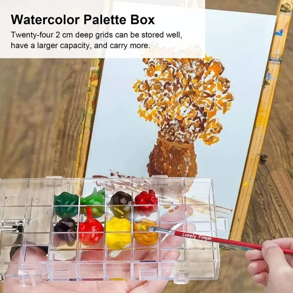 12/24/36 Wells Paint Palette Tray Airtight Leakproof Half Pans Watercolor Painting Pallet Acrylic Empty Watercolor Palette Box