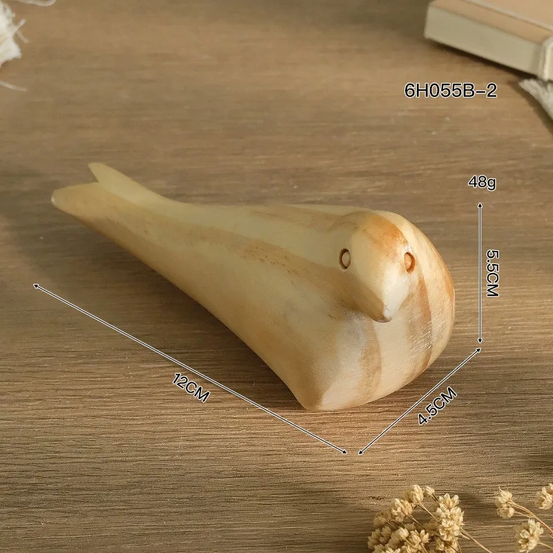 Unique Nordic Style Hand Carved Log Bird Figurine, Creative Wooden Table Ornament, Home Living Room Desk Decoration Craft Gift