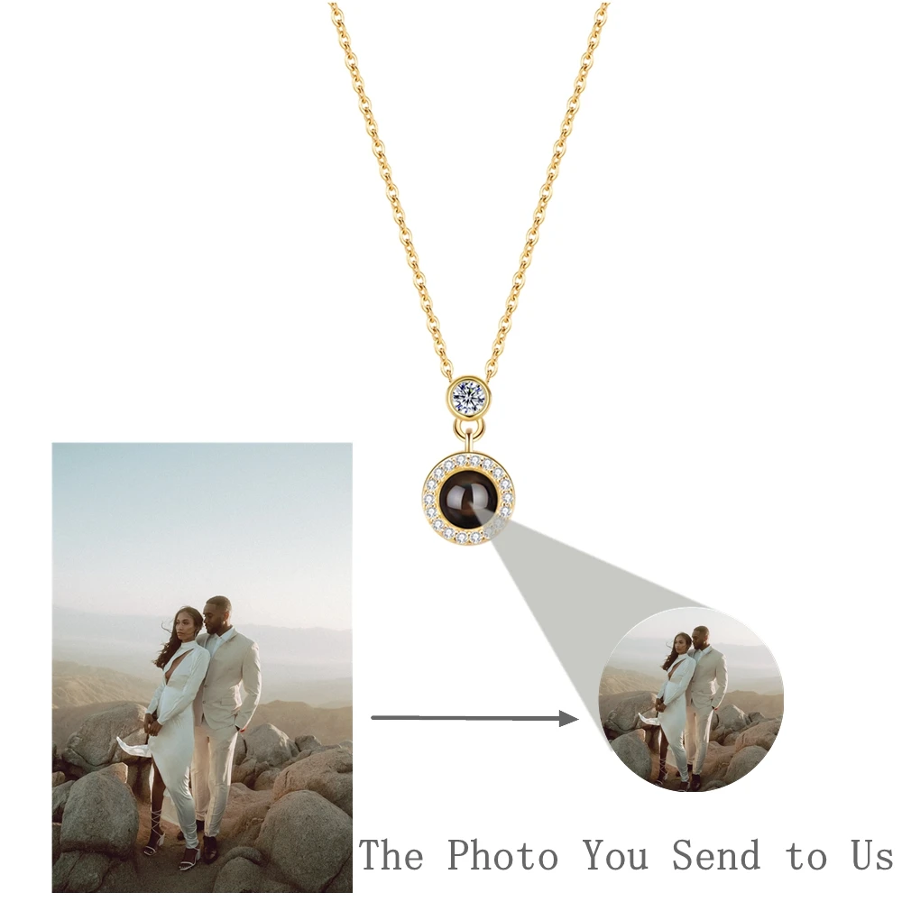

Custom Jewelry Projection Photo Necklace for Women Round Pendant Necklace Girlfriend Bestfriend Personalized Gift 925 Silver