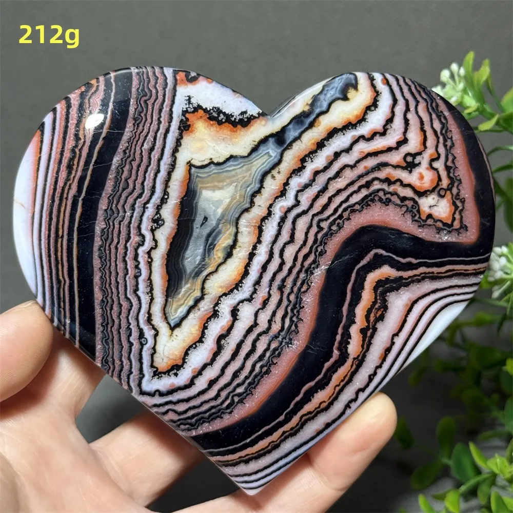 Natural Beautiful Pattern Flower Agate Heart-Shaped Mineral Crystal Home Garden Energy Ornaments Healing Meditation Lucky Gift