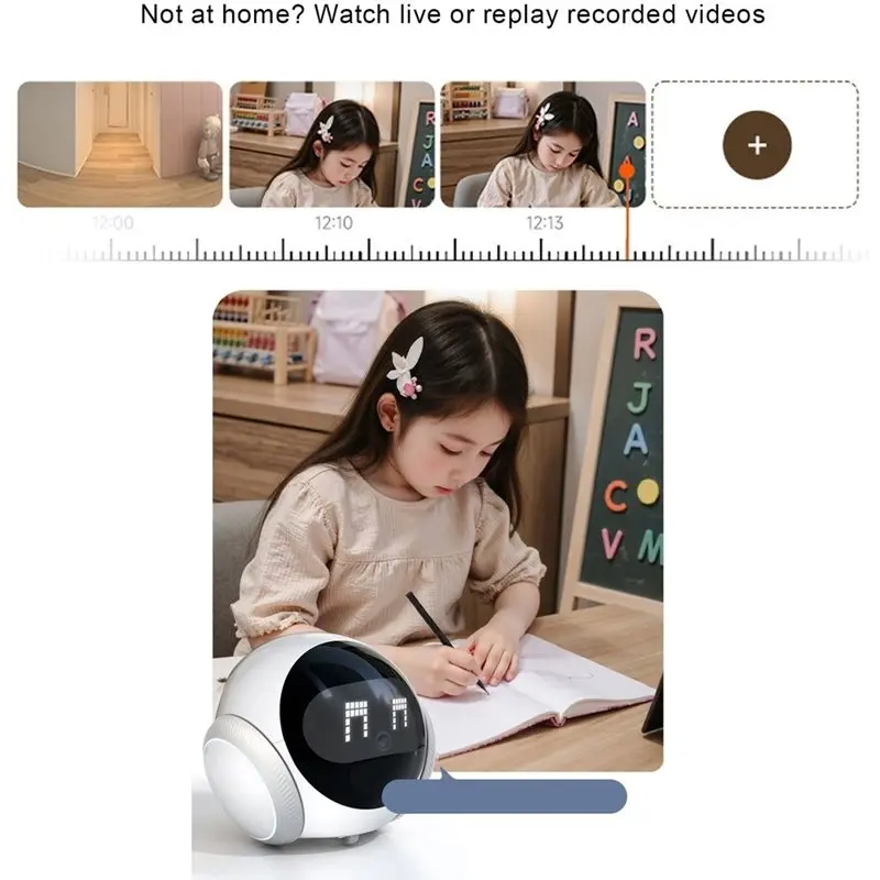 A42T-Robot For Home Security Indoor Cam Movable Pet Camera 2 Way Talk Motion Detection Video Recording Mobile Surveillance