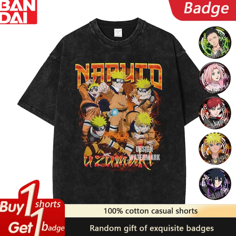 

Футболка с рисунком аниме Наруто для спортзала, мужская летняя одежда Y2k, винтажная стираная футболка большого размера с короткими рукавами, повседневные уличные топы