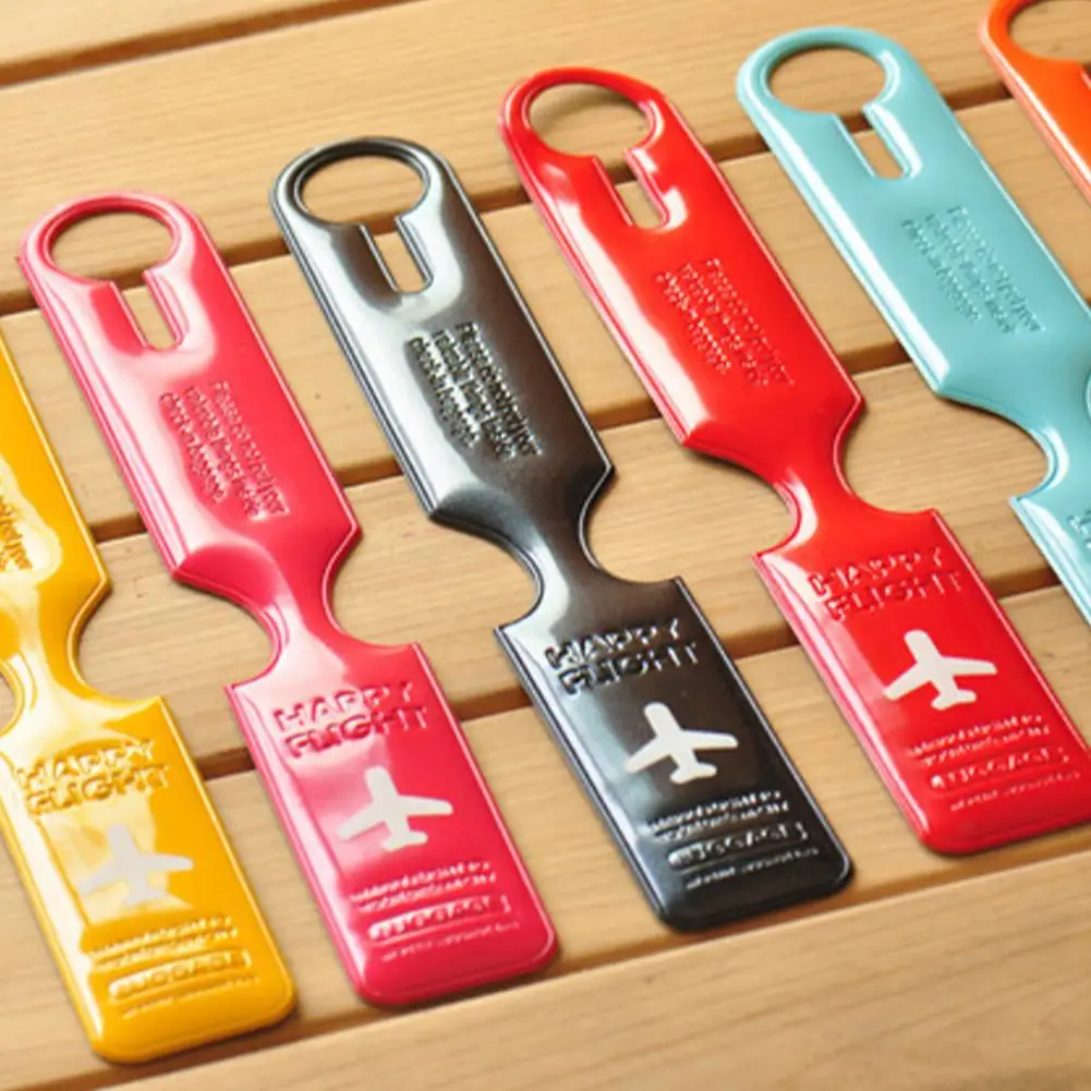 2 قطعة غطاء علامات الأمتعة السفر بولي Leather حقيبة جلدية معرف الأمتعة حامل العلامة المحمولة التسمية إكسسوارات السفر ألوان متعددة #5