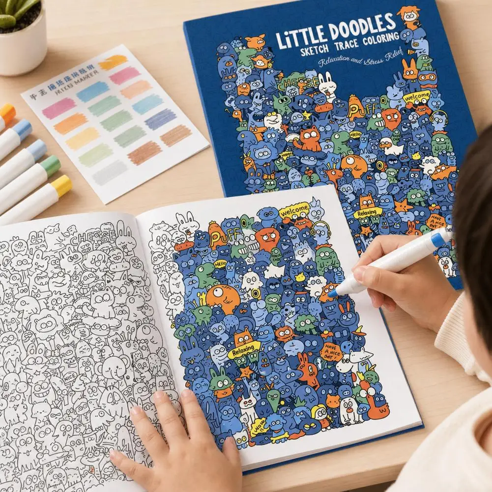 Focus Training Doodle Painting Book Portable Hand Control Practice Book Premium Thick Paper No Ink Bleed Ideal For Relaxing