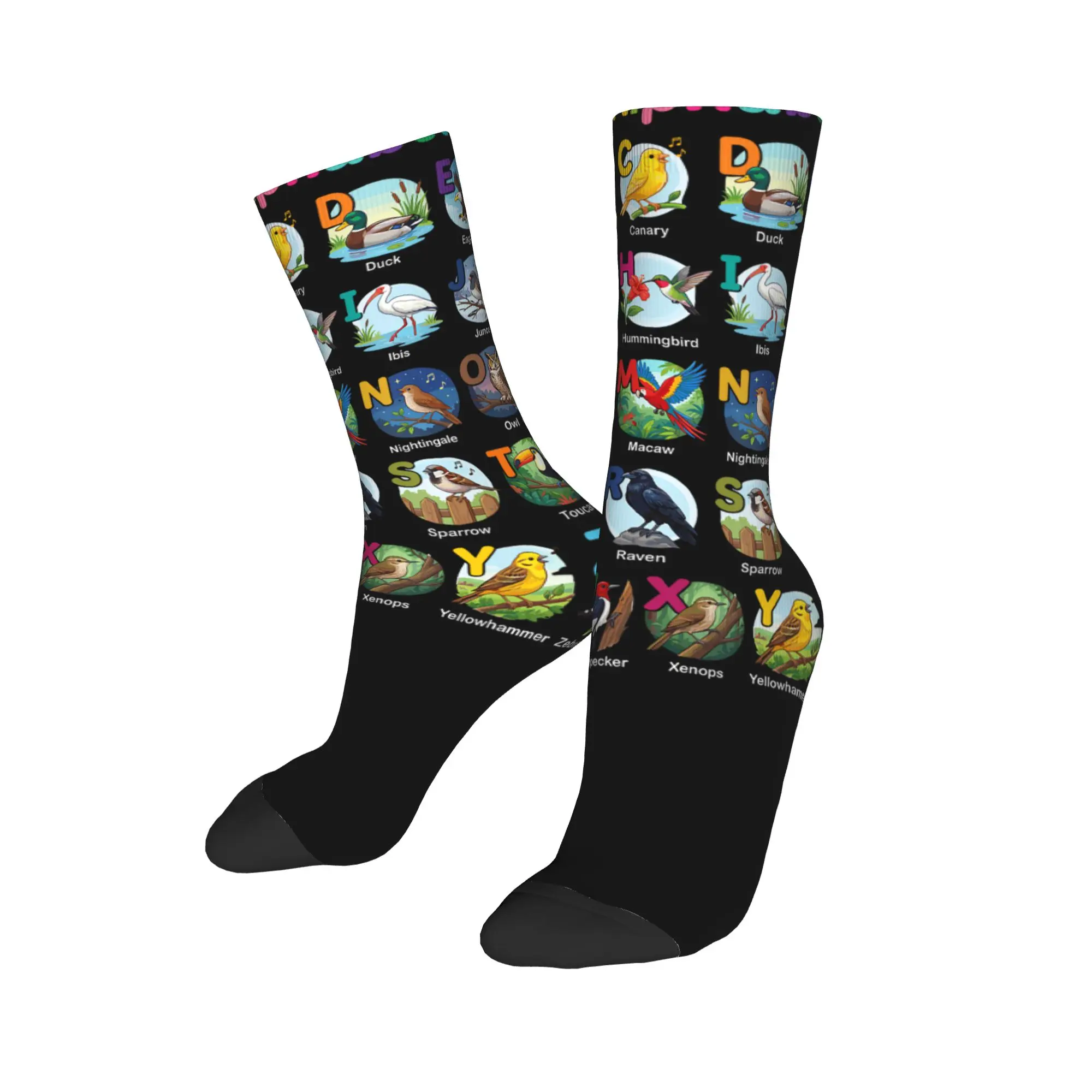Happy Funny Male Men Socks Casual Parrots Bird Guide Different Parrot Species of The World Pet Sock Graphic Women's Socks