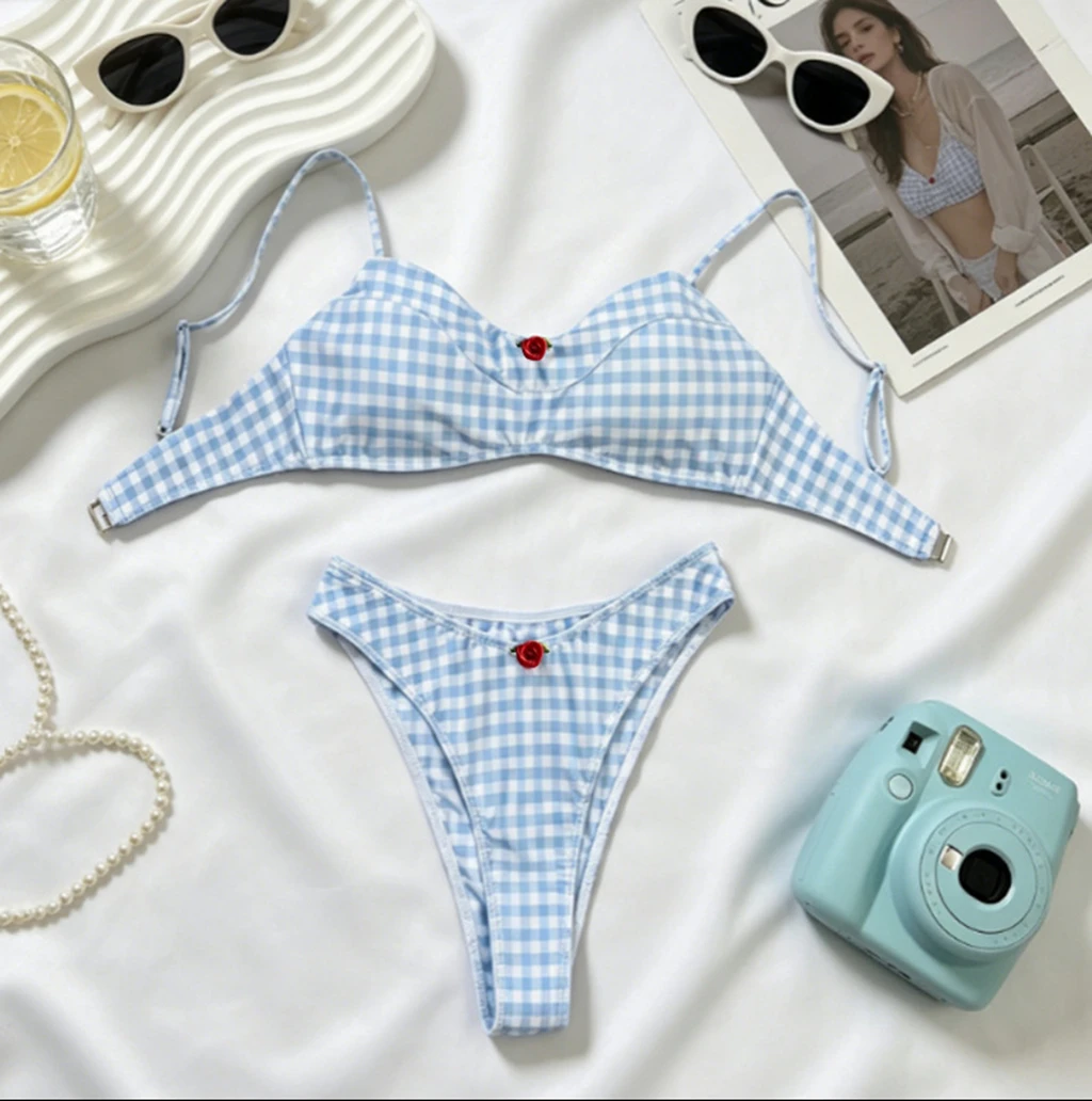 2026 New Sexy Bikini Women Swimsuit Bandeau Biquini Push Up Swimwear Female Shiny Bathing Suits Print Bodysuit Beachwear