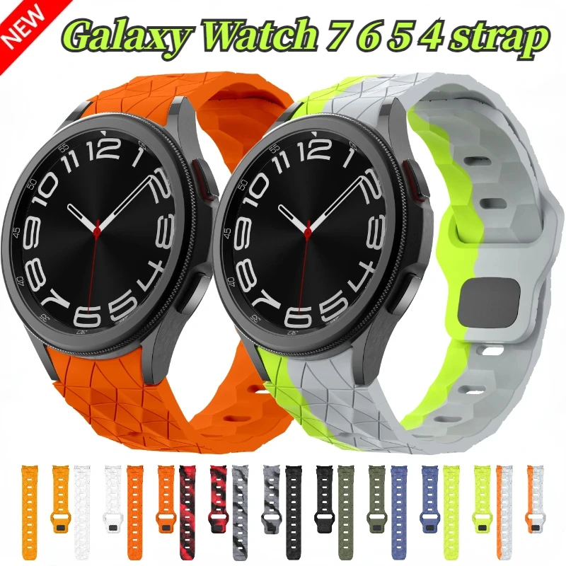Silikon Kayış Samsung Galaxy İzle 7 6 5 4 40mm 44mm Futbol Desen Bilezik Bileklik Izle 6-4 Klasik 47mm 46mm Bant