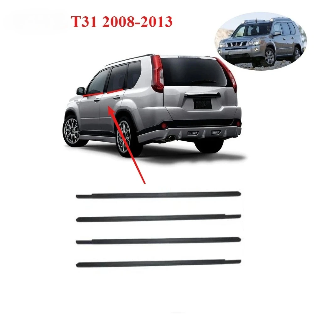 

4 Pieces 80821-1DA0A Outside Windows Rubber Seal for Nissan X-Trail T31 2008-2013 Glass Protector Window Glass Weather Strips