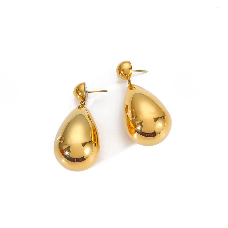 Modische, minimalistische, glänzende Ohrringe aus Edelstahl mit halbkugelförmigen Wassertropfen-Anhängern, Schmuck für Damen, wasserdicht, Geschenkidee – Detail 5
