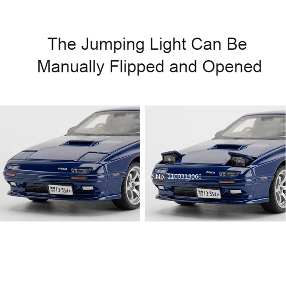 Schaal 1:32 Mazda RX7 Auto Speelgoed Modellen Legering Diecast met Licht Geluid Voertuig Wiel Trek Miniatuur Auto Jongens Decoratie Geschenken