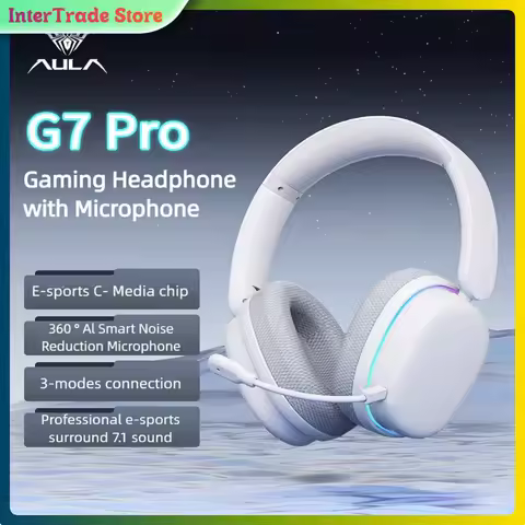AULA G7 Pro Ultra Low Latency Gaming Headset RGB Lighting 2.4G Wireless Tri Mode Custom Earphone PC Esports Accessories Gifts