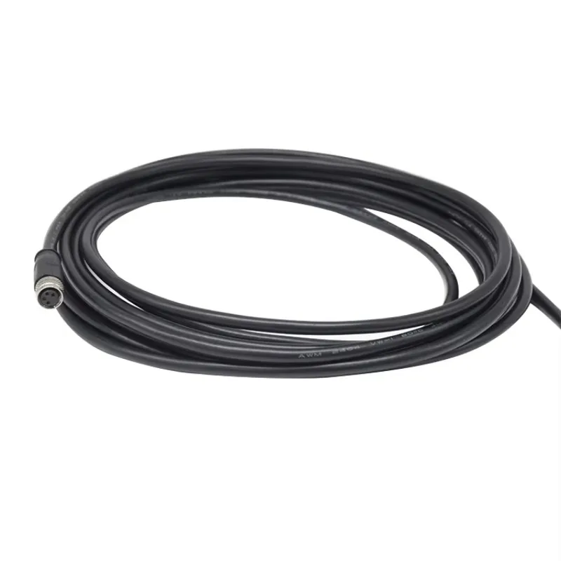 M8 Industrial Automatic IP67 Waterproof Sensor Connector DIN Type CuNi 4Pin Shielded Solder Female Plug Molding Cable 4A