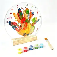 Family Handprint Kit Clear DIY Handmade Keepsake Wooden Frame baby Keepsake Baby Handprint And Footprint Kit For Parents 2