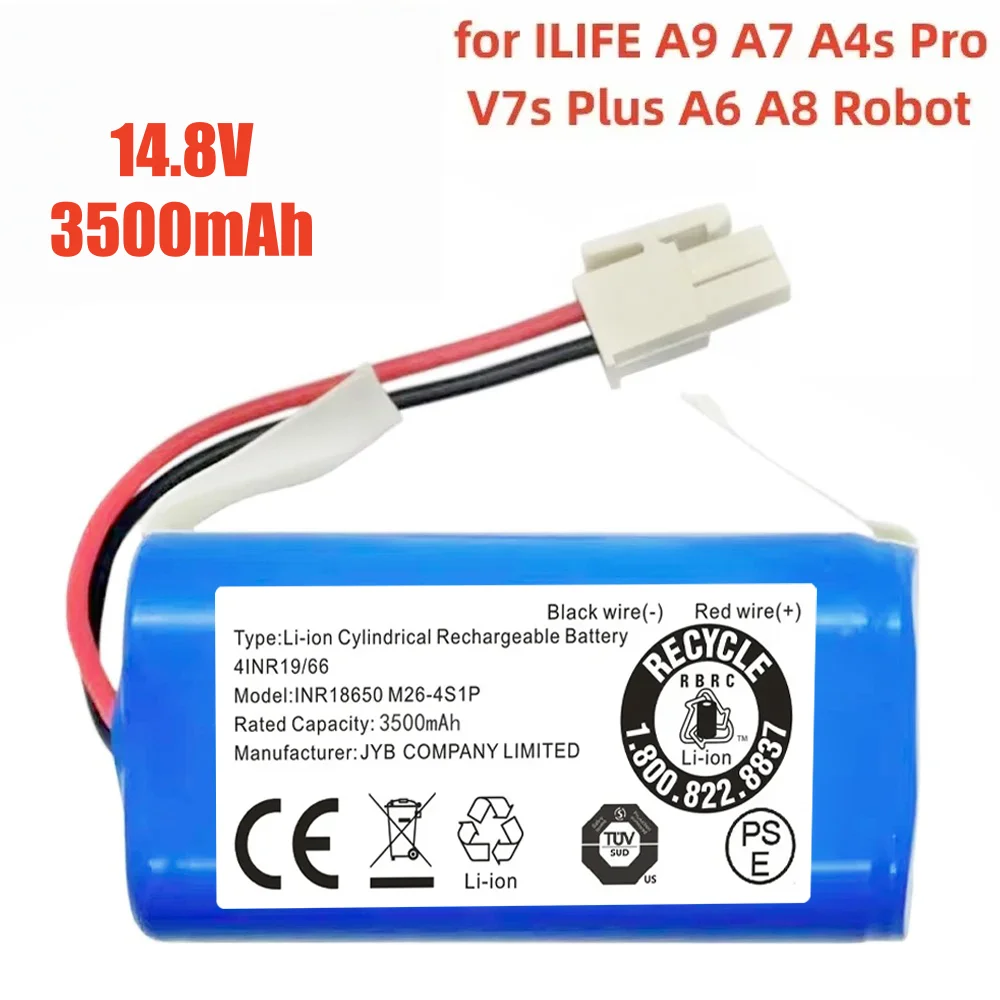 

Оригинальные аккумуляторы INR18650 M26-4S1P 14.8V 3500mAh для роботов-пылесосов ILIFE A4, A4s, A6, A7, A8, A9, V7, V7S