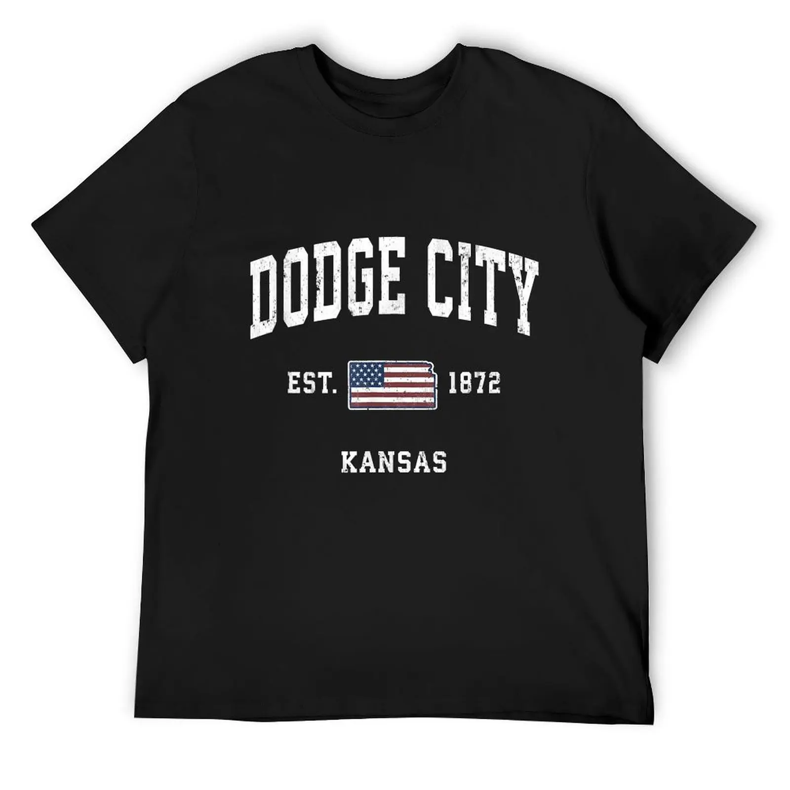 

Dodge City Kansas KS Vintage American Flag Sports Design T-Shirt