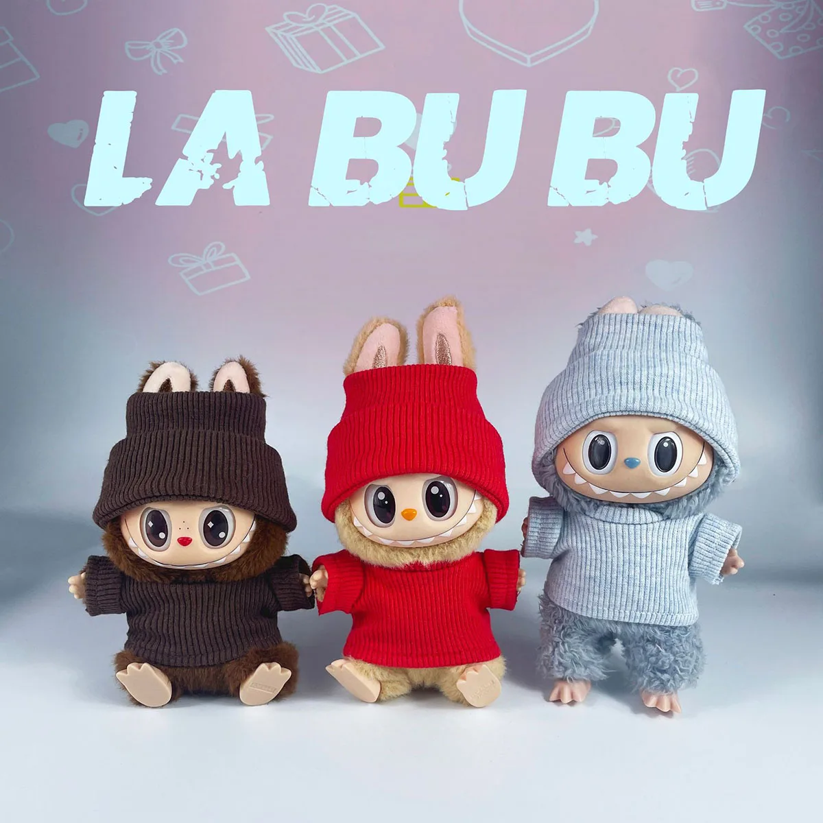 For Labubu Doll Clothes Hat Knitted Sweater DIY Mini Dolls Clothing Girl Gift