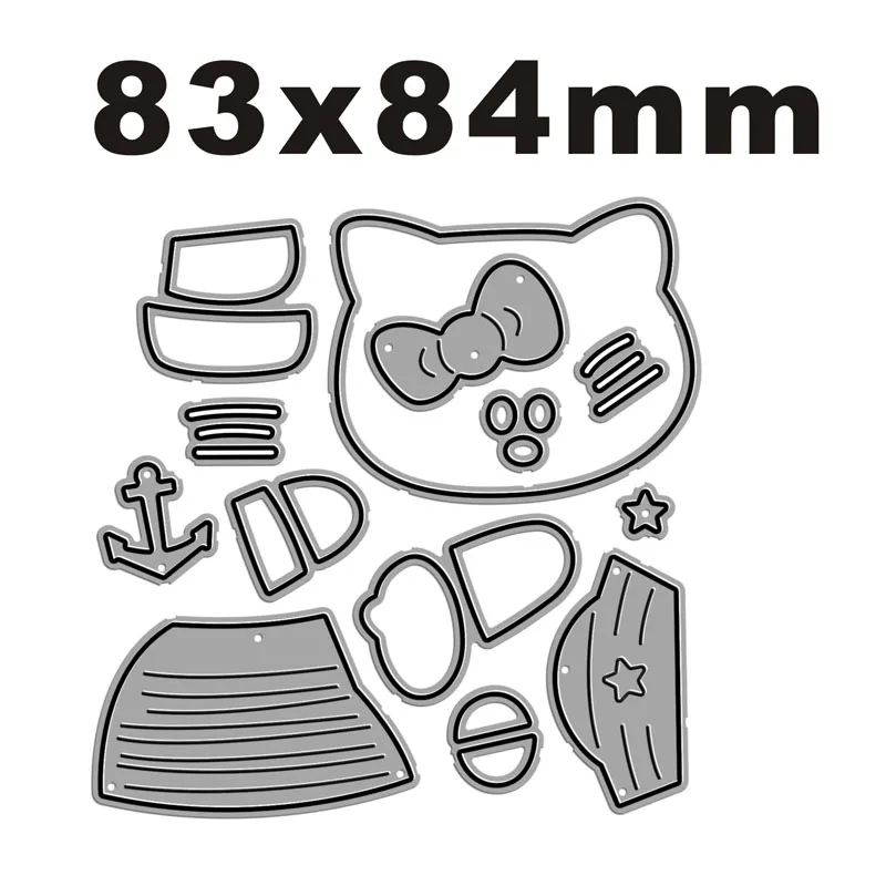 New 2022 Cute Kitten Police Picture Metal Cutting Dies For DIY Scrapbooking Card Making Embossing Craft Decorative No Stamps