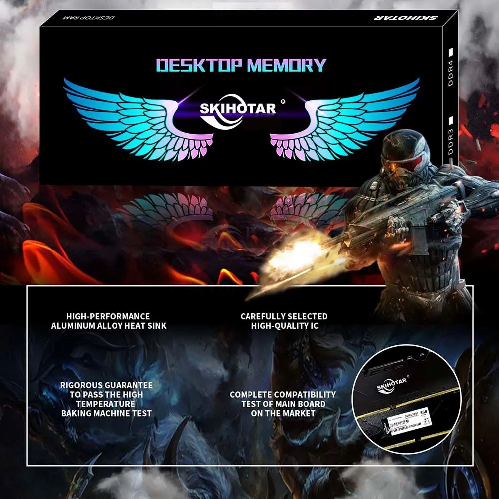 SKIHOTAR DDR4 Desktop Ram 16GB 8GB 2666MHZ 3200MHz Desktop Gaming Memory Support Motherboard DDR4 Memory