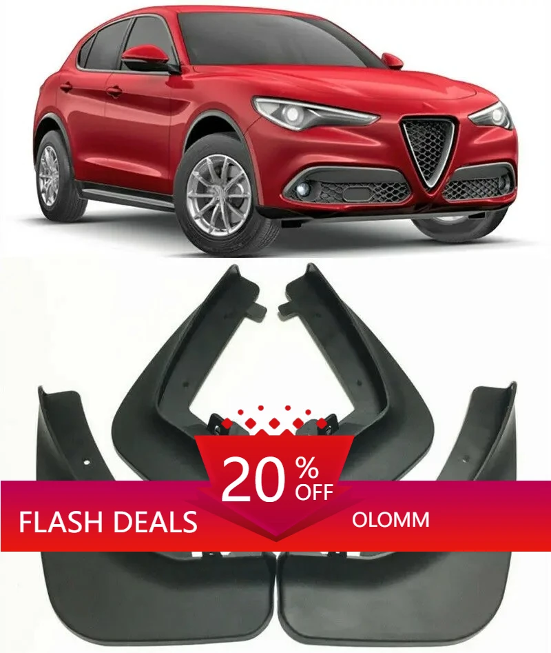 Molded Car Mudflaps Fender Flares Front Rear Splash Guards Accessories 4Pcs For Alfa Romeo Stelvio 2017-2022