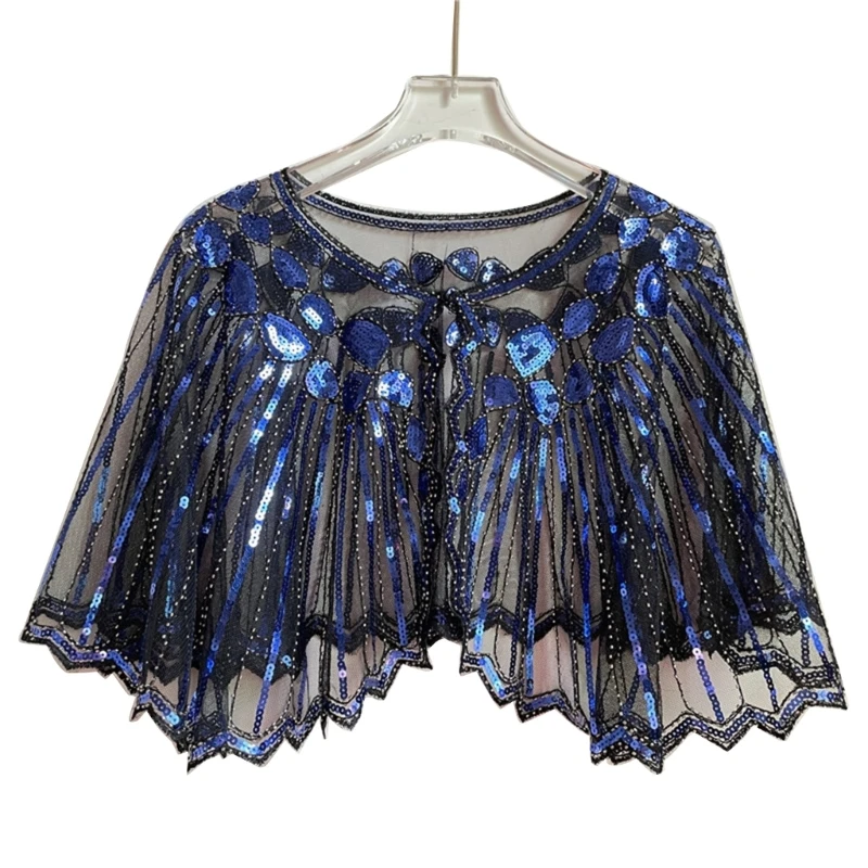 Sequins Shawls Cocktail Tea-Party Evening Dress for Girls Gatsby Accessories 1920s Flapper Beaded Shawl Gatsby Shrug