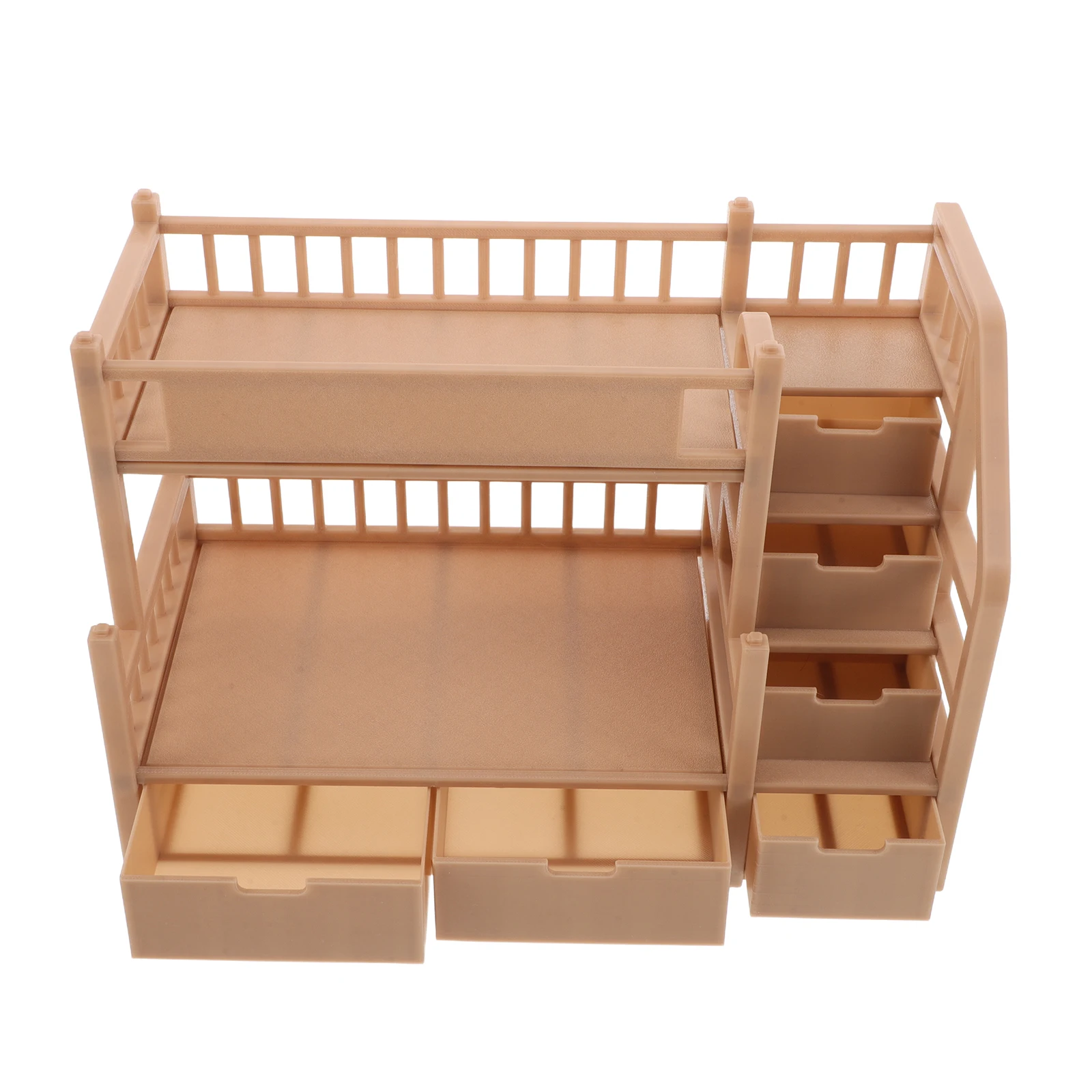 Miniature Dollhouse Bed: Realistic Wood Bunk For 18 Cm With Storage Drawer Space Saving Stackable Children'S Play