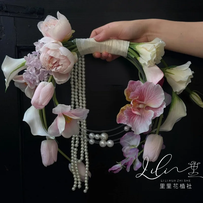 

Имитационный букет, корейский жемчужный свадебный букет, небольшой свежий помолвочный сертификат, реквизит для фотографий