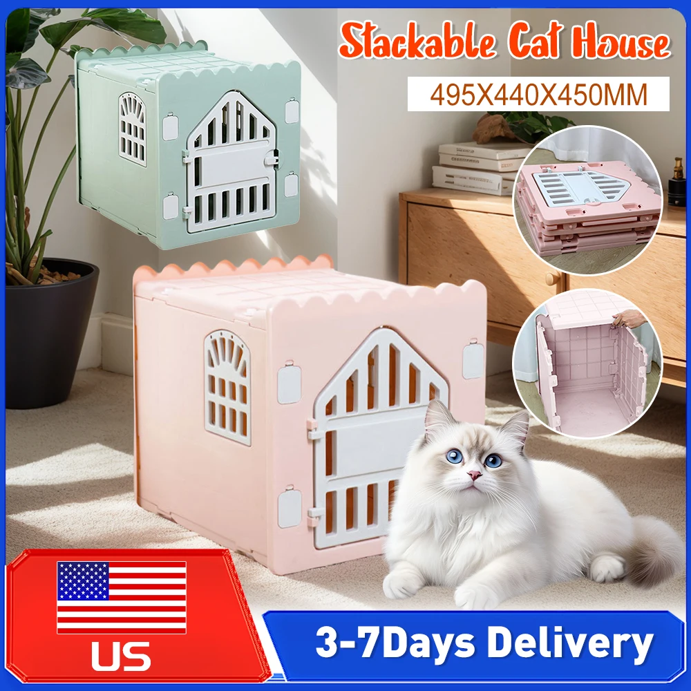 

Водонепроницаемый пластиковый домик-убежище для бездомовых кошек, штабелируемый, с дверцей для выхода, для использования на улице и в помещении