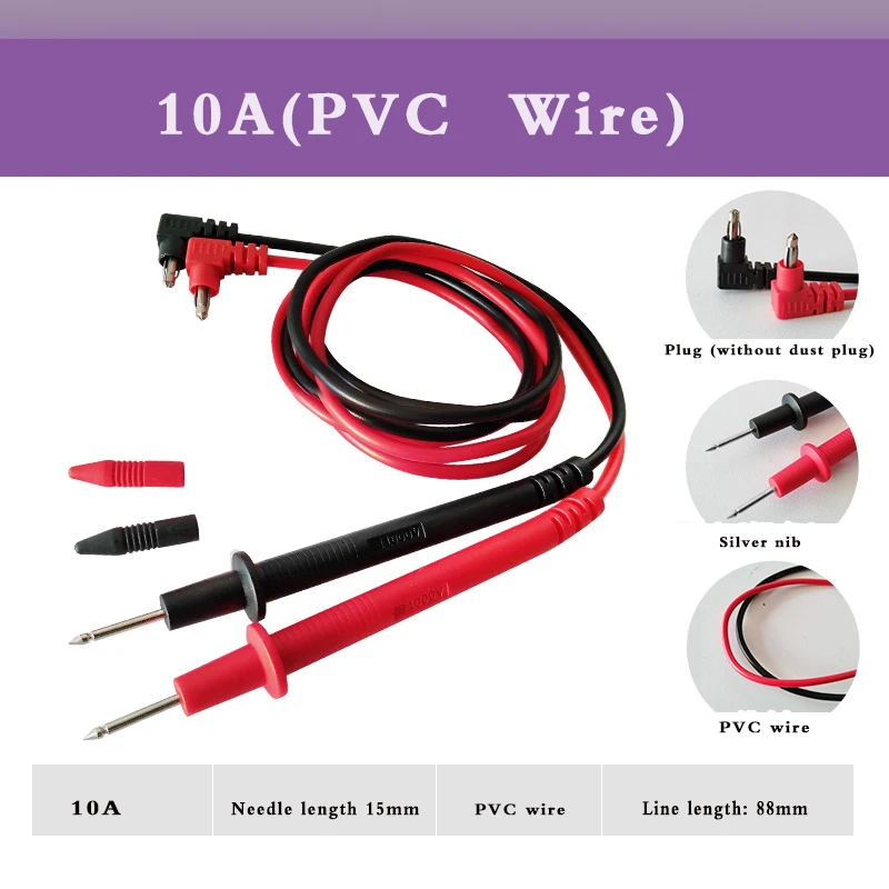 2PCS 20A/1000V Multimeter Test Leads Cable Leads Kit Test Probes Silicone Cable Suitable For Universal Multimeter