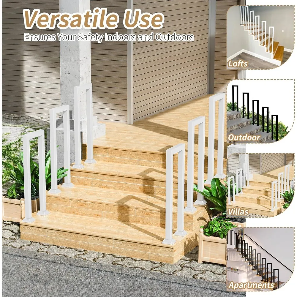 درابزين الدرج الداخلي والخارجي المعدني الأبيض مع منحنيات زخرفية، ودرابزين سطح الشرفة، ودرابزين خطوة السلامة #6