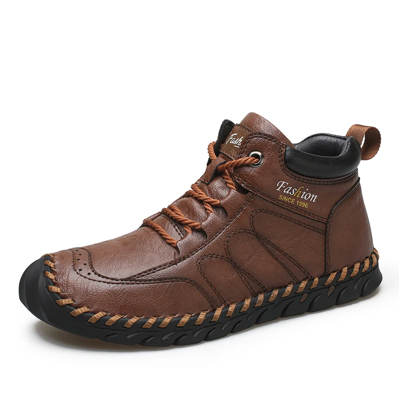 

Fall/Winter New Style Men's Short Boots - Outdoor Anti-Slip and Wear-resistant Hand-Woven Stitched Men's Boots