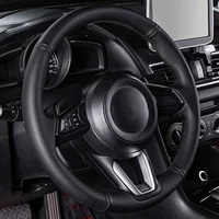Protector para volante de coche, cuero Artificial negro antideslizante personalizado para Mazda 3 Axela 2017-2018 Mazda 6 Atenza CX-3 CX-5 CX-9