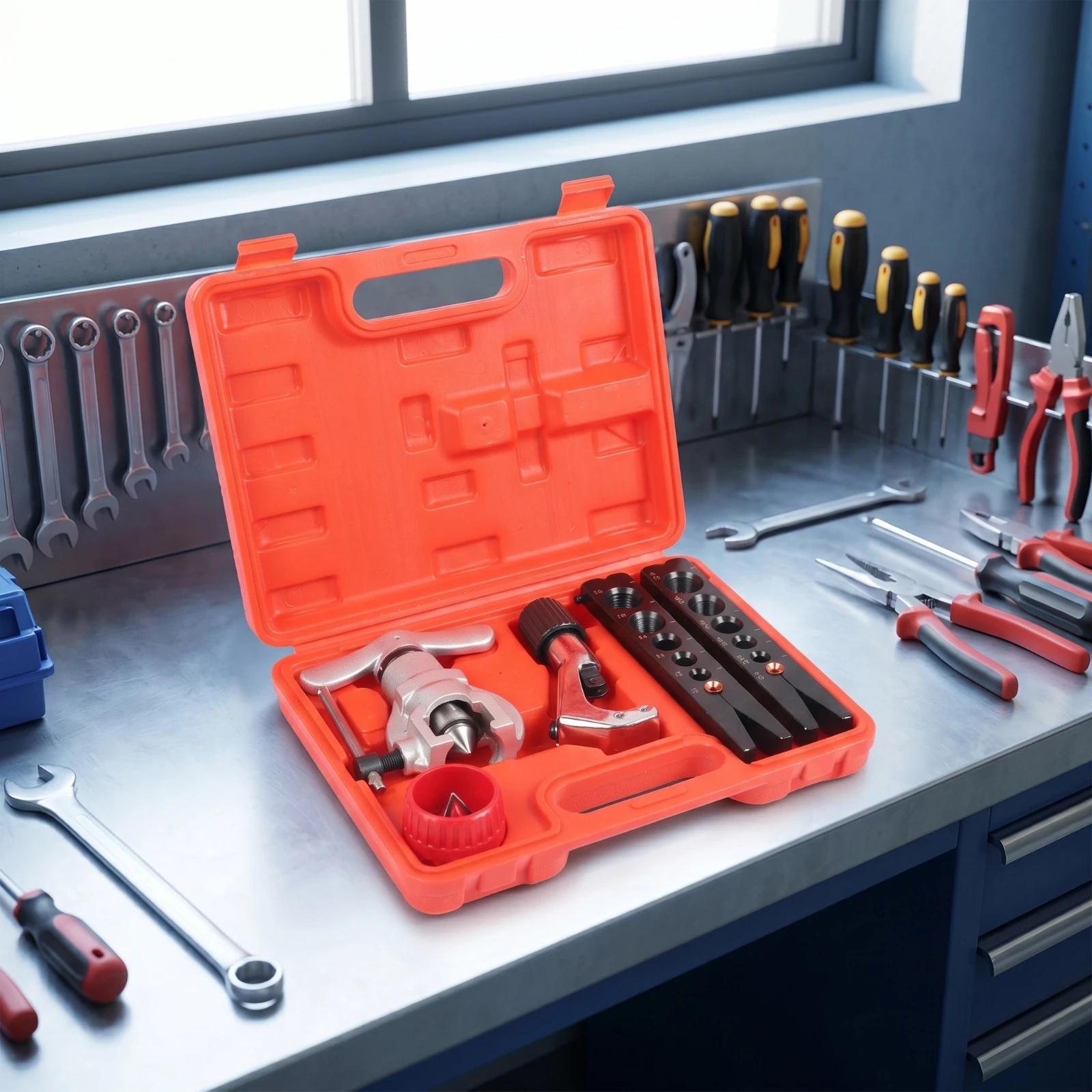 Flaring Tool with Carrying Case Organized Tubing Flaring Tool Set Copper Pipe Expander Kit Multi-Size Hand Tools Easy to Use