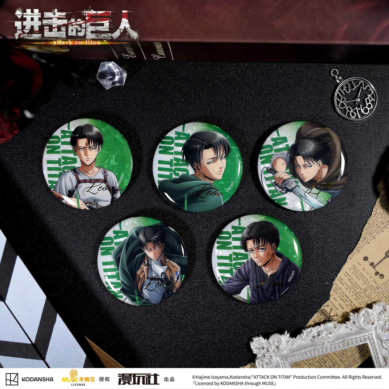 Attack on Titan Rival Ackerman China Official Authorization Levi Ackerman Single Character Complete Set Badge 6pcs/Set