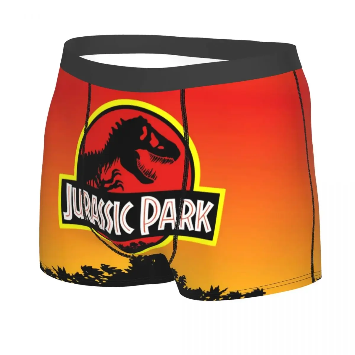 Male Fashion Jurassic Park Logo In Yellow Orange Underwear Ancient Animal Boxer Briefs Breathable Shorts Panties Underpants