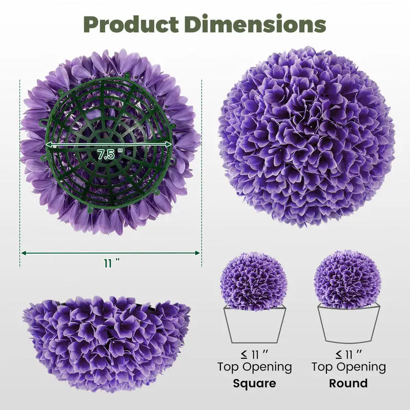 

2 Pieces Artificial Plant Topiary Balls Faux Boxwood Decorative Balls-Purple