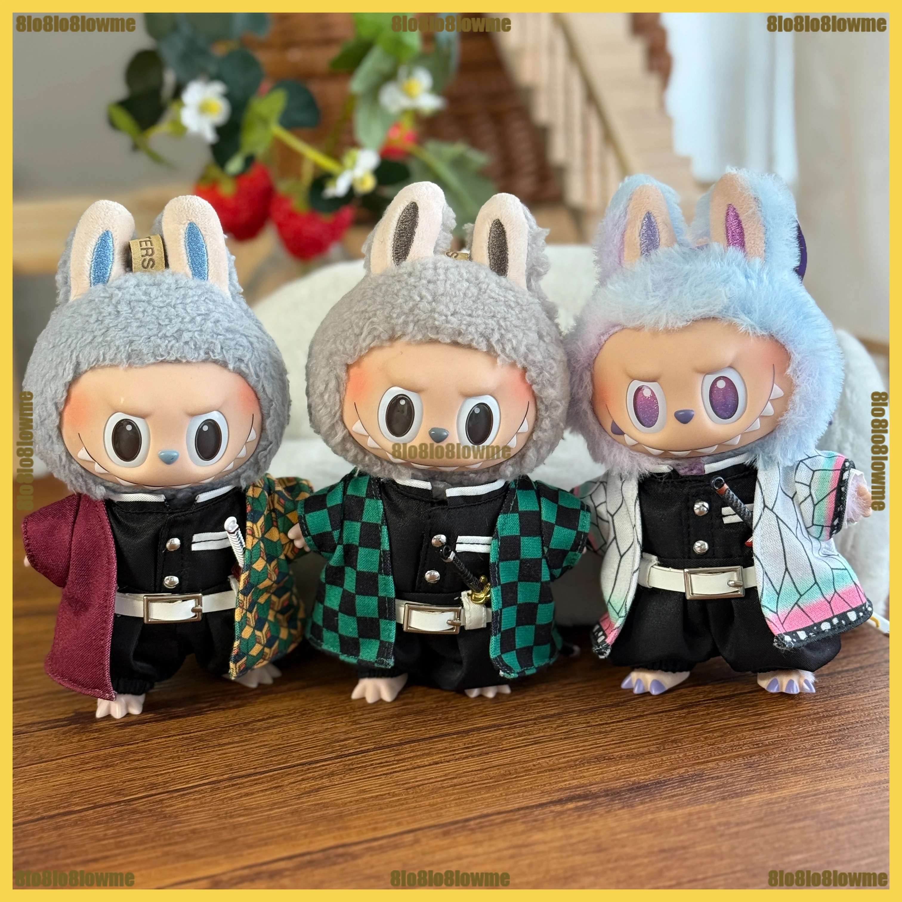 

Shinobu Giyuu Labubu одежда мультфильм Танджиро Зеницу Inosuke наряд с солнечным колесом нож мини плюшевая кукла аксессуары для одежды