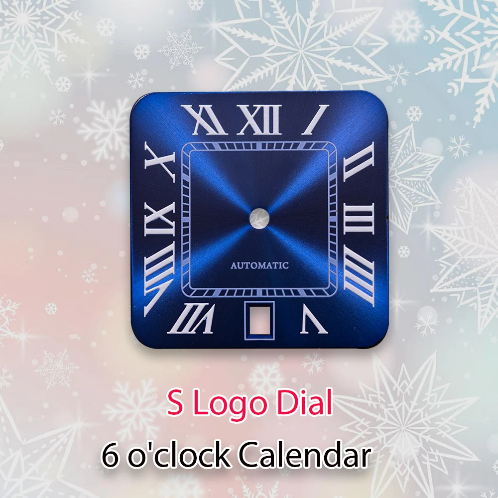 27mm S Logo NH35 Rome Square Dial 3 o'clock calendar Or 6 o'clock calendar Fit NH35 NH36 Movement Watch Modification Accessories