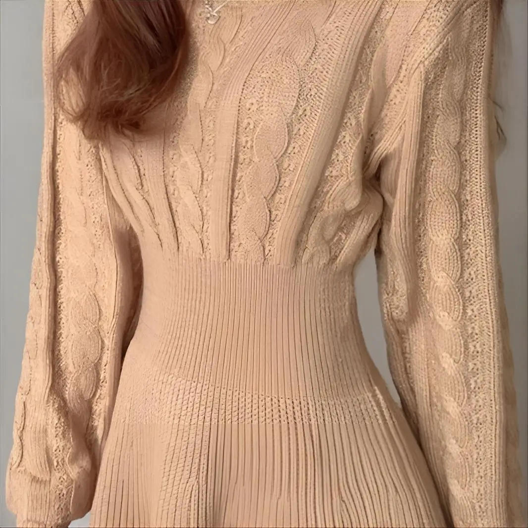 

Пуловер длиной до колена, японские свитера, джемперы, женская верхняя одежда, облегающая женская уличная шерстяная одежда на день Святого Валентина, универсальная витая складка