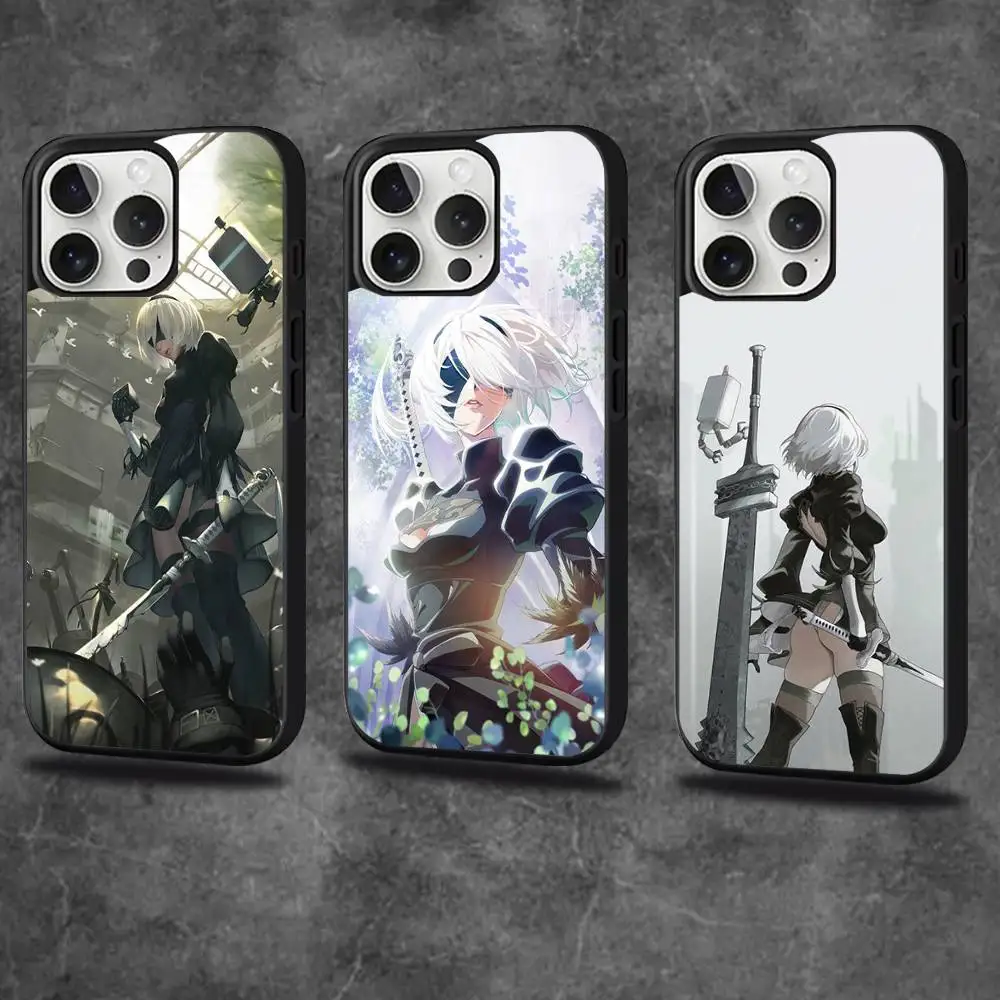 

Чехол для телефона N-Nier 2B A-Automata для iPhone 17,16,15,14,13,12,11, Pro, Max, Plus, Mini, SE4, E с магнитной беспроводной зарядкой Magsafe